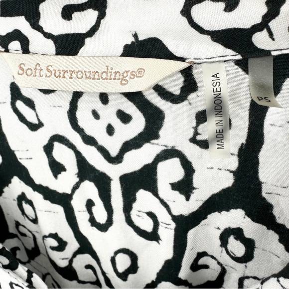 SOFT SURROUNDINGS Tunic Blouse Button Long Sleeve Black White 38291 Shirt - Picture 8 of 9